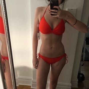 L*Space Orange Twist Halter bikini Top - L - NWT